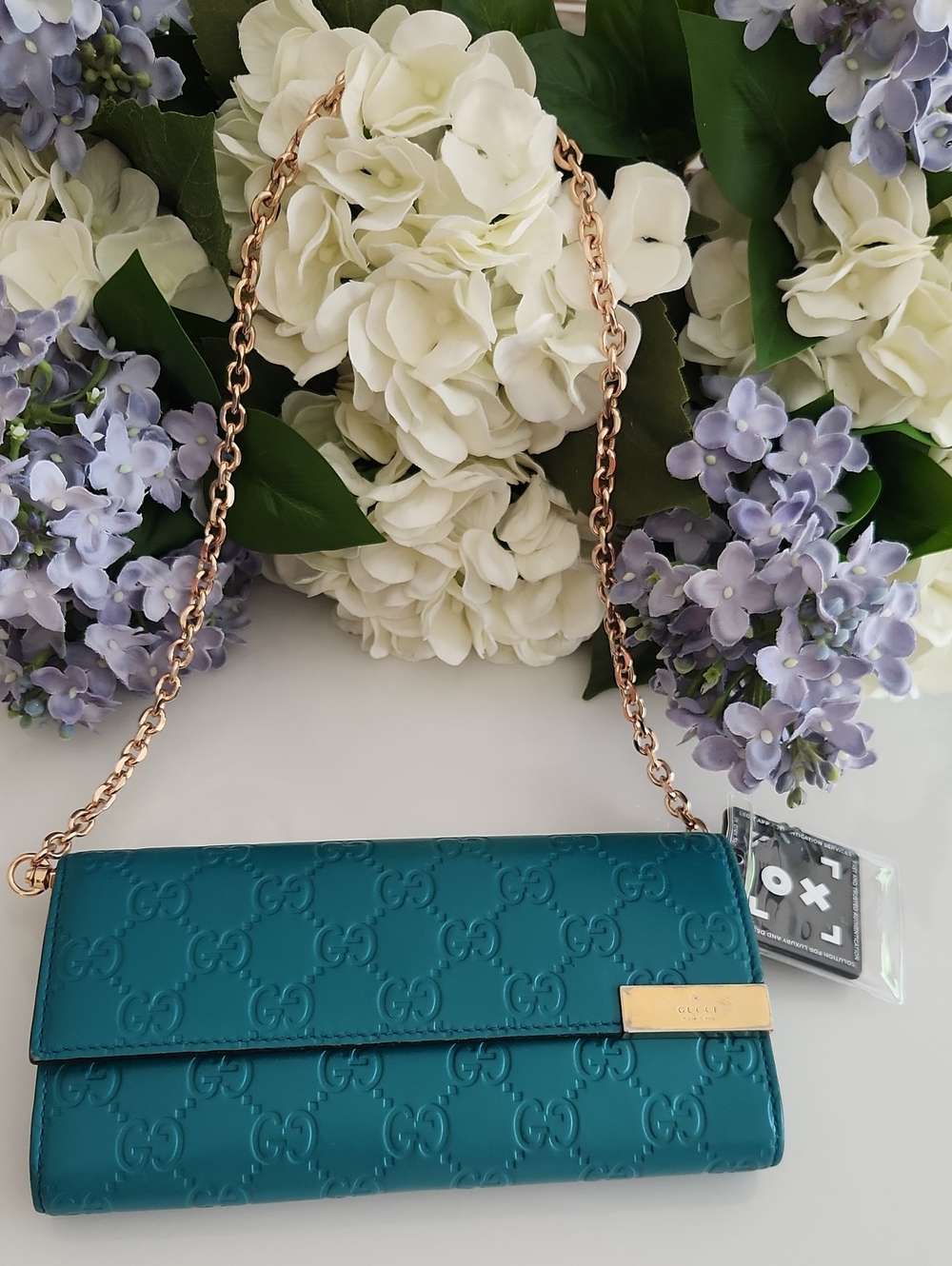Gucci Guccissima Leather Metal Bar Continental Flap Wallet W/Free COA!